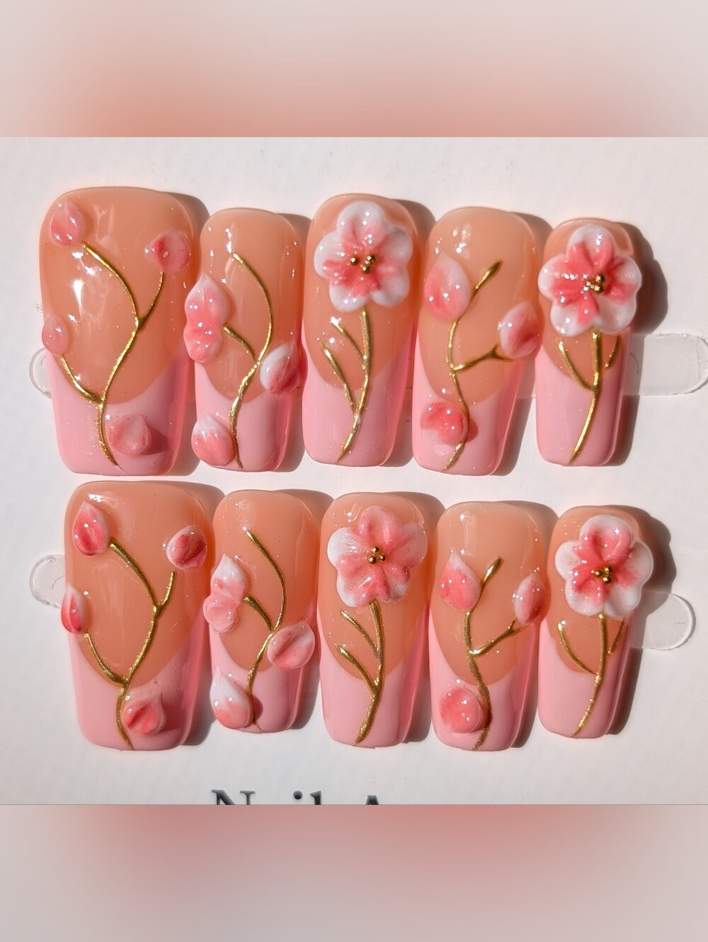 ❤️ 10pc Handmade Press-On Premium Nails Coffin Square Size: Medium